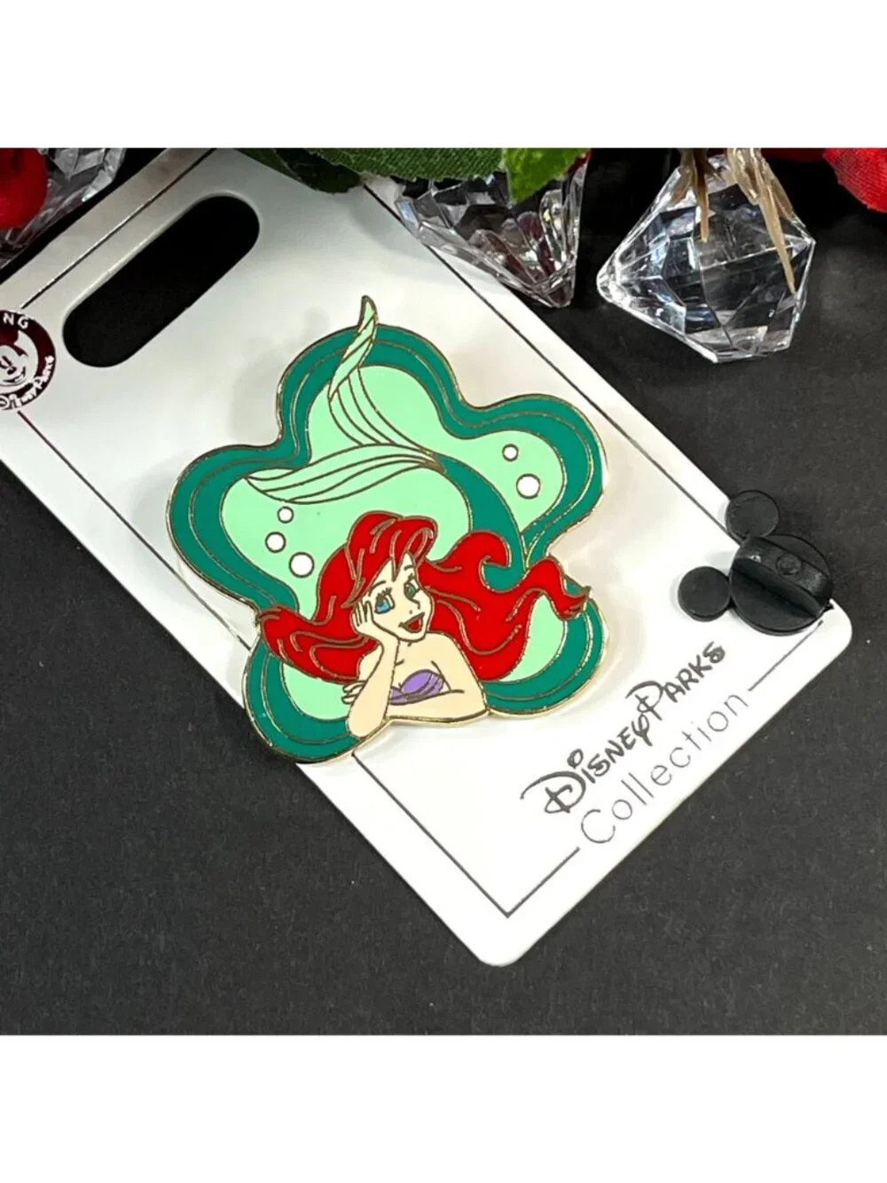 Disney Ariel Trading Pin Little Mermaid Badge Flower Lapel Pin Brooch Jewelry